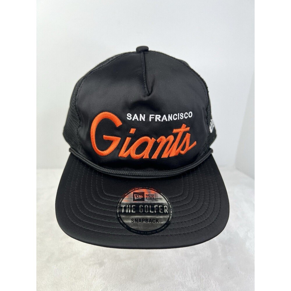 San Francisco Giants MLB Script Satin New Era The Golfer SnapBack Rope Hat Mesh